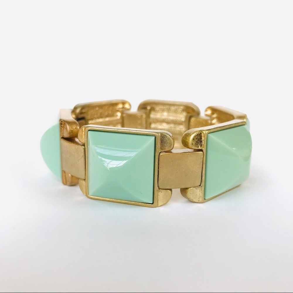 J Crew Factory Aqua Teal Gold Toned Bracelet